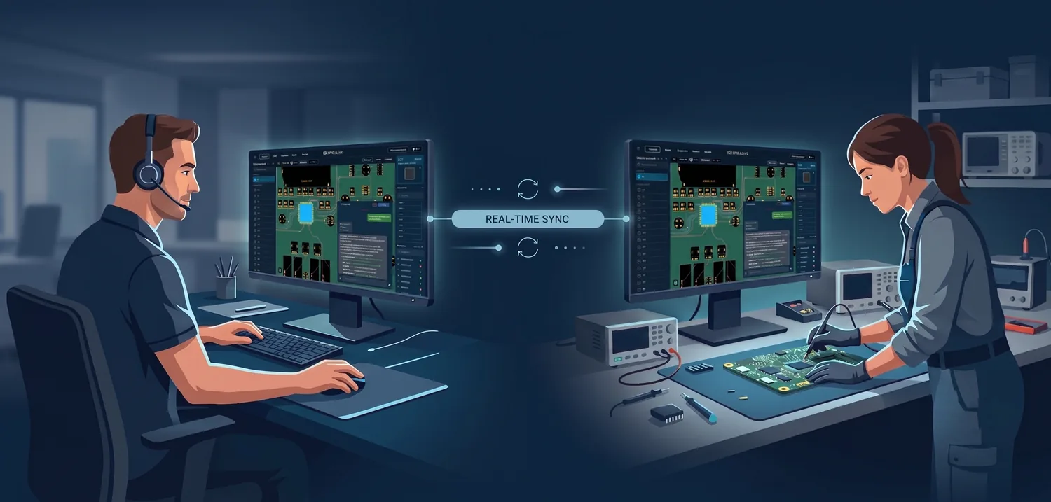 Two ARBoard operators joined in the same session, synchronized in real time